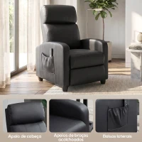 HOMCOM Poltrona de Massagem Reclinável com 2 Zonas de Massagem 8 Programas e 5 Níveis de Intensidade 68x88x98 cm Preto(m-7)