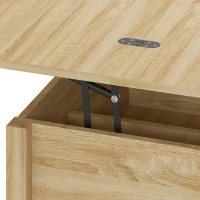 HOMCOM Mesa de centro elevável e extensível mesa de sala com compartimento oculto prateleira aberta 100x45x50,5cm madeira natural(m-9)
