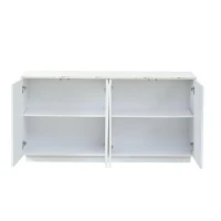 Credenza moderna a 4 ante con dettagli dorati, 35x140x70 cm, BBianco(m-5)