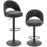 HOMCOM Set de 2 taburetes de barra, regulables y giratorios, para barra, Gris oscuro(m-1)