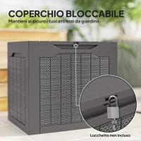 Outsunny Baule da Giardino con Maniglie, Contenitore Porta Attrezzi Impermeabile, 56x41x50 cm, Marrone(m-6)