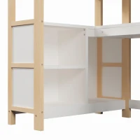 Cama alta 90x200 cm, grade de segurança para crianças a partir dos 6 anos, sem colchão, 232,5x100x189,5 cm, Cor natural(m-12)