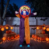 HOMCOM 167 cm lebensgroße animierte Halloween-Clown-Deko mit Sound- & Berührungsaktivierung(m-10)