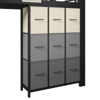 Cama alta para colchão 90×200 cm, escada com arrumação, sem colchão, 251,5x95x140 cm, Preto(m-10)