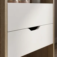 HOMCOM Tocador 3 en 1 con Espejo Abatible Taburete y Cajones Roble y Blanco(m-8)