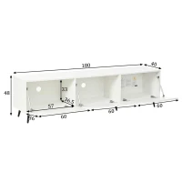 Mobile TV fino a 80 pollici portaoggetti con stampa 3D, 180x40x48 cm, Bianco(m-3)