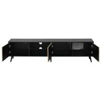 Móvel baixo para TV LED, adequado para 75 polegadas, amplo espaço de arrumação, 175x31x43,5 cm, Cor natural+Preto(m-6)