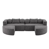 Sofá-cama modular com função cama, espuma altamente elástica e molas ensacadas, 292x165x68 cm, Preto(m-1)