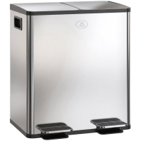 HOMCOM Poubelle de cuisine double, 2 x 20L, 2 couvercles à fermeture douce, seaux intérieurs amovibles et poignées