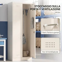 HOMCOM Armadio Porta Attrezzi in Acciaio con Serratura, Ante e Ripiani Regolabili, Capacità 80 kg, Crema(m-6)