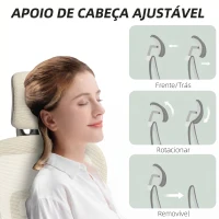 HOMCOM Cadeira de Escritório Ergonómica de Rede com Apoios de Braços 3D Reclinável até 135° Encosto de Cabeça Ajustável Bege(m-9)