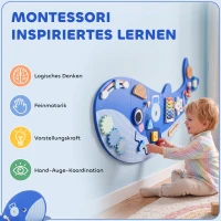 AIYAPLAY Montessori Motoriekbord 13-in-1 van Hout in Walvorm - Busy Board met Xylofoon, Klok en Tandwielen(m-5)
