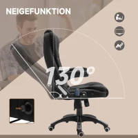 Vinsetto Massagestoel directiestoel gamingstoel draaistoel massage bureaustoel zwart(m-7)