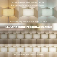 HOMCOM Lampada da Terra con Telecomando e Luminosità Regolabile 3000K-6000K con Paralume in Tessuto, Argento(m-4)