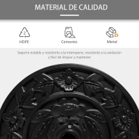Outsunny Base para Sombrilla Semicircular Peso 9 kg Soporte Parasol de Jardín Apto para Mástil de 35mm/38mm/48mm Relleno de Cemento para Terraza Patio 50x32x32 cm Negro(m-7)