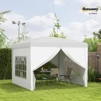 Outsunny 3 x 3m Pop Up Gazebo, Wedding Party Canopy Tent Marquee with Carry Bag and Windows, White(m-11)