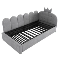 Divano letto 90x200 cm con letto estraibile, angolare e reversibile, 203x98x95 cm, Grigio(m-2)