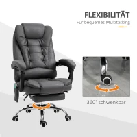 Vinsetto Massagebureaustoel ergonomisch, 65x160x104cm, Grijs(m-7)