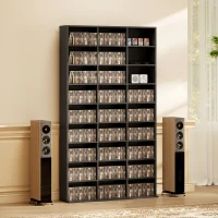 HOMCOM Mobile Porta CD a 9 Ripiani con 21 Ripiani, Scaffale Porta 835 CD/500 DVD/640 Blu-ray Salvaspazio, 100x24x175 cm, Nero(m-7)