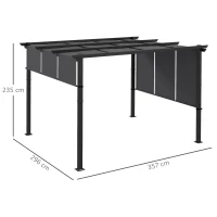 Outsunny Markise Sonnenschutz. Pergola, wetterbeständig,  inkl. Befestigungsmaterial, 3 x 3,5 m, Dunkelgrau(m-3)
