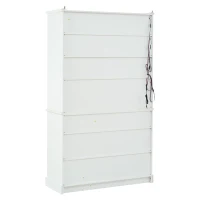Vitrine de pé com 7 compartimentos, 2 portas, 2 gavetas, iluminação LED integrada, 100x38x170 cm, Branco(m-7)