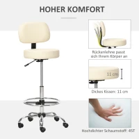 HOMCOM barkruk draaistoelen barstoel werkkruk kantoorkruk in hoogte verstelbaar 360° draaibaar met rugleuning gestoffeerde grote zitting voor beter zitcomfort PU beige 56 x 57 x 104-127 cm(m-7)