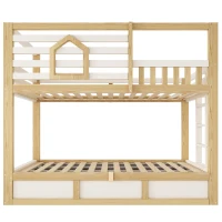 Cama beliche infantil estilo cabana, 2 lugares de dormir de 90×200 cm cada, sem colchão, 210x102x184 cm, Cor natural(m-1)
