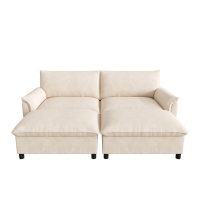 Modular Cloud-Sofá-seccional, U-/esquinero extragrande, espuma de alta elasticidad, 216x77x82 cm, Beige