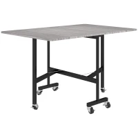 HOMCOM Mesa de Comedor Plegable para 4-6 Personas con Ruedas y Alas Abatibles Mesa Abatible para Cocina 120x80x73 cm Gris(m-1)