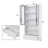 Vitrine alta, iluminação LED controlada por app, 6 prateleiras, 80x34x180 cm, Branco(m-3)