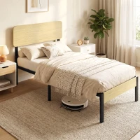 HOMCOM Bedframe 90x200 cm met hoofdbord, voetbord en opbergruimte(m-8)