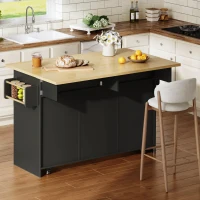 Isola da cucina mobile con piano di lavoro ribaltabile, cassetti verticali a 2 livelli e ruote bloccabili a 360°, 120x70x92 cm, Nero(m-4)