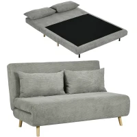 HOMCOM Slaapbank, Logeerbed, 3-standen Verstelbare Rugleuning, Linnenlook, tot 120 kg, 141 x 90 x 81 cm, Grijs(m-11)