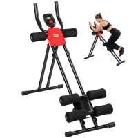 SPORTNOW Machine à abdominaux pliable avec écran LCD pour entraînement complet du corps à la maison Rouge et Noir(m-7)