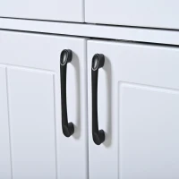 Aparador com muito espaço de arrumação, 3 gavetas e 3 portas com prateleiras ajustáveis, frente das portas com riscas, 120x35x80 cm, Branco(m-12)
