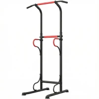 HOMCOM Barra de Dominadas Altura Regulable Estación de Fondos Resistente para Gimnasio en Casa Entrenamiento de Fuerza Negro(m-12)