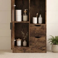 HOMCOM Mueble de Baño Estrecho con Cajones Compartimentos Abiertos Marrón Rústico(m-8)