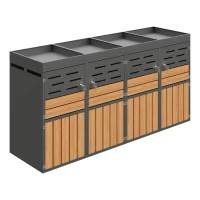 Armadio da esterno multiuso con fioriera integrata e ventilazione a persiana antiodore, 264x80x128 cm, Grigio(m-6)
