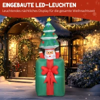 Outsunny Opblaasbare kerstdecoratie met LED-lampjes, polyester, voor binnen en buiten, Rood+Groen(m-4)