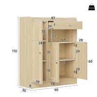 Sapateira em rattan, amplo espaço de arrumação, prateleiras ajustáveis, 90x35x110 cm, Cor natural(m-3)