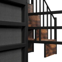 Cama alta 140 x 200 cm, prateleira integrada e 3 gavetas, sem colchão, 251x146x170 cm, Preto(m-9)