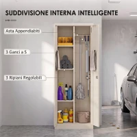 HOMCOM Armadio Porta Attrezzi in Acciaio con Serratura, Ante e Ripiani Regolabili, Capacità 80 kg, Crema(m-5)
