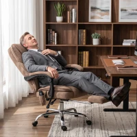 Vinsetto Ergonomischer Bürostuhl mit Massagefunktion, Fußstütze, drehbar, rollbar, Braun(m-8)