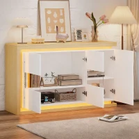 Aparador moderno, 3 portas com 4 prateleiras ajustáveis, 140x40x84 cm, Branco(m-4)