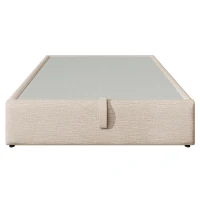 Cama estofada Cama de casal 160×200 cm, Cama com arrumação e pistões hidráulicos silenciosos, sem cabeceira, 202x161x29 cm, Bege+Cor natural(m-1)