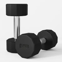 SPORTNOW Set de 2 Mancuernas Dodecagonales de 2 x 10 kg de Metal Recubiertas en Goma para Entrenamiento en Casa Gimnasio Negro(m-7)