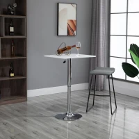 HOMCOM Verstelbare Bartafel, 360° draaibaar, krasbestendige voeten, stabiele metalen basis, Wit(m-2)