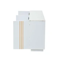 Aparador para sala de estar com 4 portas, elegantes frisos dourados, independente, 35x140x70 cm, Branco(m-7)