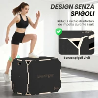 SPORTNOW Plyo Box in Legno 3 in 1, Box Pliometrico per Salti Antiscivolo con Maniglie per Allenamento in Casa Palestra, 76x61x51 cm, Nero(m-4)