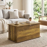 HOMCOM Arcón de Almacenamiento con Tapa Abatible y Bisagras de Seguridad 80x40x45 cm Marrón(m-4)